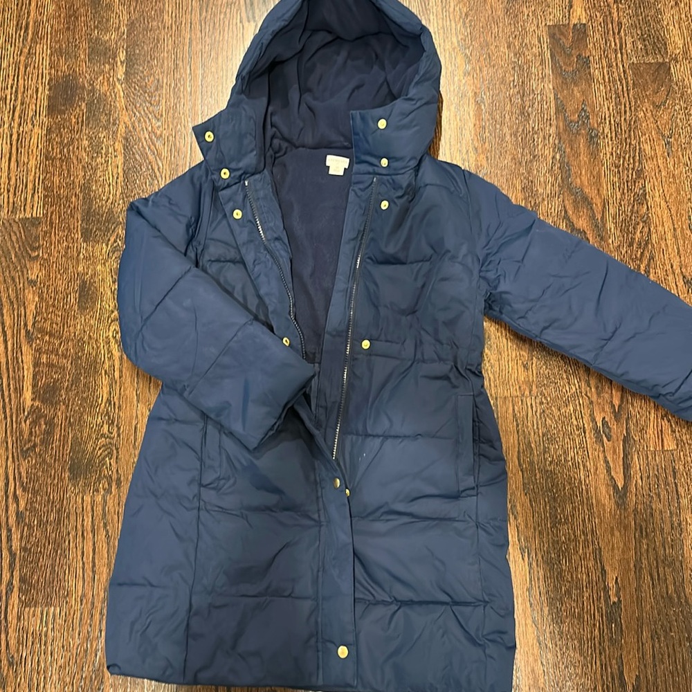 Almost new JCrew crewcuts Navy long puffer coat girls size 10